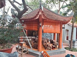 Mành tre trúc che nắng treo lầu trà lục giác tại Sơn Tây Hà Nội